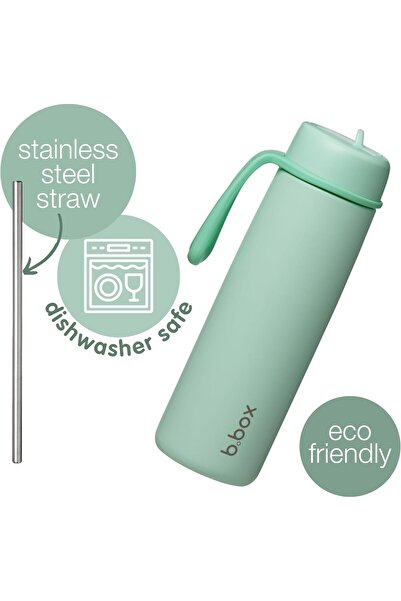 b.box Triple Insulated 23oz Water Bottle with Stainless Steel Straw (Spearmint)