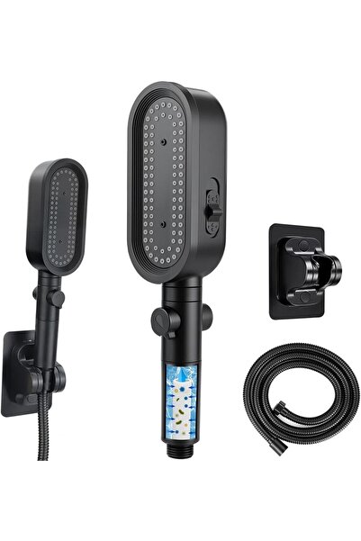 genernic رأس دش مفلتر 3 في 1، مجموعة حامل خرطوم أيوني عالي الضغط بطول 1.5 متر، لمنع تساقط الشعر