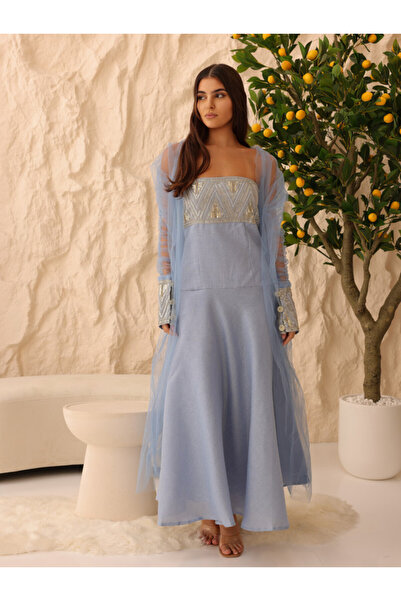 IKKXA Elegant 2 Piece Outfit Luxury Sheer Sleeves Sequins Details