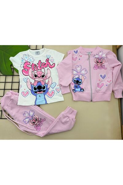 ÖRZİKİDS Transitional Printed 3-Piece Tracksuit for Girls