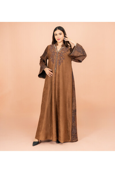 IKKXA Luxury Beaded Winter Solid Jalabiya