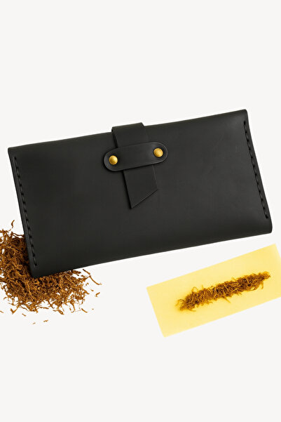 Colermi Hakiki Deri El Yapımı Tütün Kesesi – Fermuarsız, Şerit Kapaklı Model