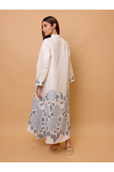 IKKXA Beautiful Design Printed Jalabiya Big Flowers Details