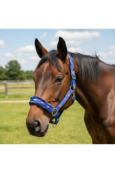 EL YAPIMI Peluşlu Sentetik Yular Mavi