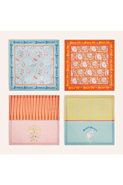 Zsa Zsa Zsu Nilüfer Dijital Baskılı Pamuk Peçete Seti 45x45 Cm Renkli