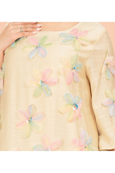 IKKXA Three Dimensional Flowers Crystal Solid Modern Jalabiya