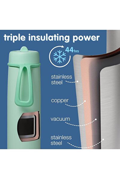 b.box Triple Insulated 23oz Water Bottle with Stainless Steel Straw (Spearmint)