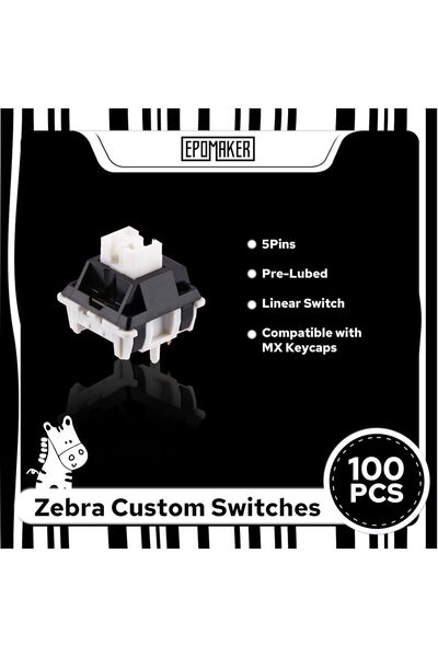 Epomaker Zebra 40gf Linear Mechanical Keyboard Switches, 5‑Pin, Pre‑Lubed, 100 PCS