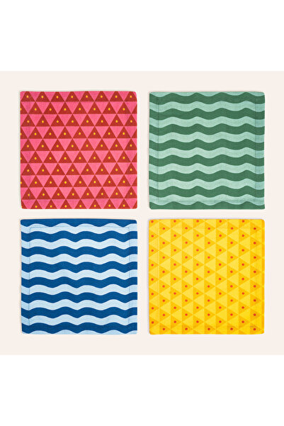 Zsa Zsa Zsu Nilüfer Dijital Baskılı Pamuk Peçete Seti 25x25 Cm Renkli