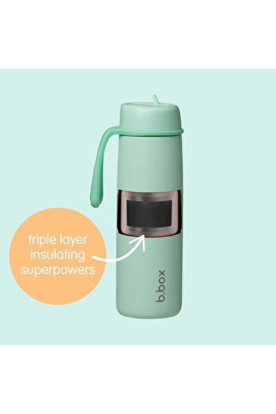 b.box Triple Insulated 23oz Water Bottle with Stainless Steel Straw (680ml / 23oz) - Midnight