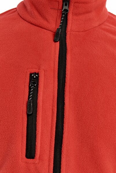 Uniprom Ανδρικό μπουφάν Fleece με φερμουάρ 3 τσέπες κόκκινο χρώμα