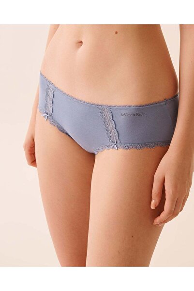 La Vie en Rose Cotton and Lace Detail Hiphugger Panty