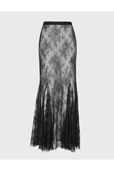 İLVİ Edrie Lace Black Women's Pleated Skirt