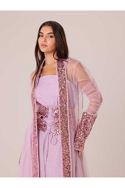 IKKXA 2 Piece Outfit Luxury Sequins Tulle Sleeves