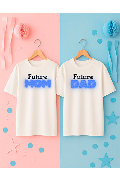 SVART WEAR Mom Dad Printed Printed 2-Piece T-Shirt Gender Party Gender Party Mom Dad Couple Oversized T-Shirt
