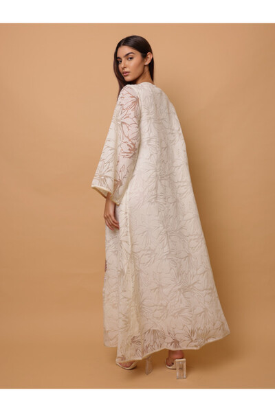 IKKXA Elegant Sequin Floral Applique Jalabiya