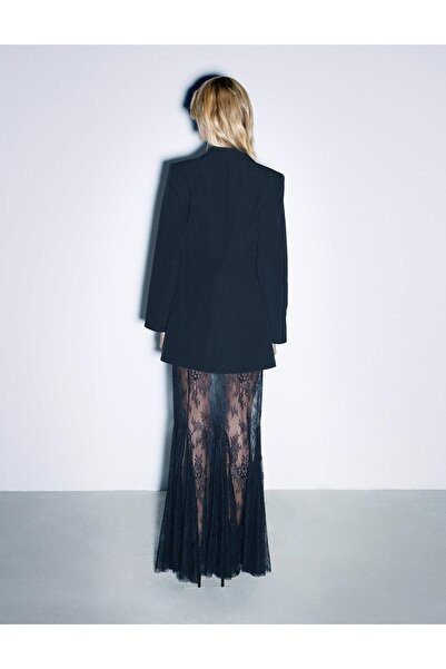 İLVİ Edrie Lace Black Women's Pleated Skirt