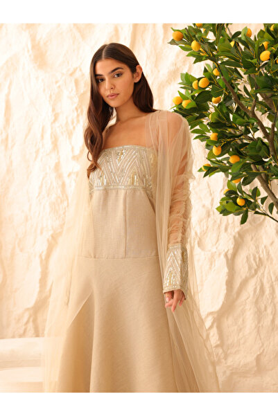 IKKXA Elegant 2 Piece Outfit Luxury Sheer Sleeves Sequins Details