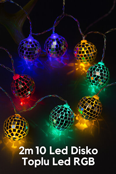 Yenilig 2 Metre 10 Led Disko Topu Işık - RGB Renkli, Pilli ve Dinamik Parti L...