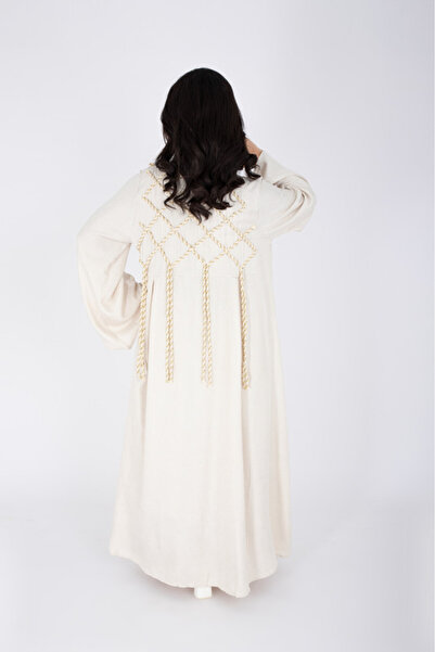 IKKXA 2 Piece Luxury Linen Rope Design Jalabiya