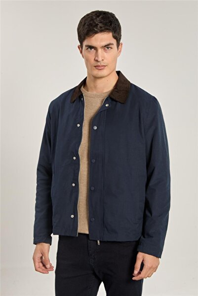 BARRELS AND OIL Erkek Polo Yaka Çıtçıtlı Ceket - Lacivert