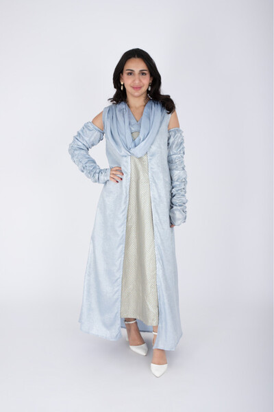 IKKXA Modern 2 piece Cold Shoulder shimmer Fabric Outfit