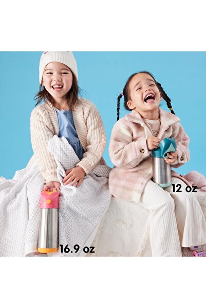 b.box Insulated Drink Bottle 12oz Double Wall Stainless Steel - Strawberry Shake (Pink)