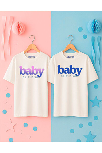 SVART WEAR Mom Dad Printed Printed 2-Piece T-Shirt Gender Party Gender Party Mom Dad Couple Oversized T-Shirt