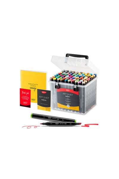 Daco Set markere grafice Art Duet 80 culori – pe bază de alcool, dublu vârf f...