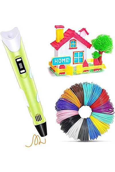 Generic 3D Printing Pen with Display Include 3 Initial Color Filaments Charger Base 3D Printer Pen (Yellow)