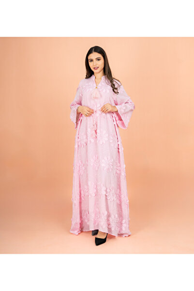 IKKXA جلابية مودرن مندرين كولار زهور ثلاثية الأبعاد