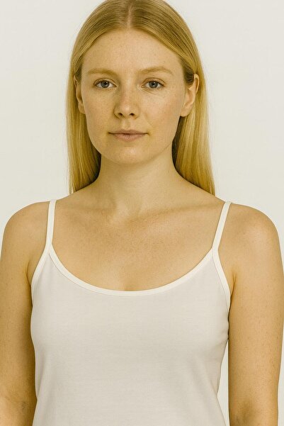 Jewia 434 White Strapped Lycra Cotton Tank Top