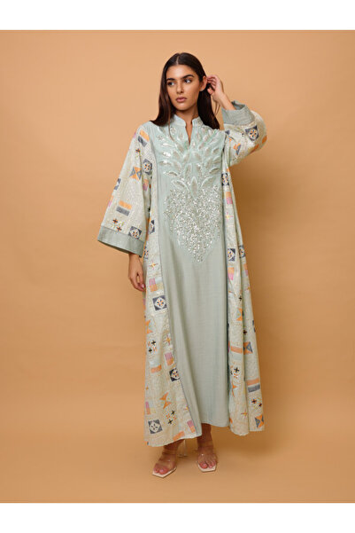 IKKXA Luxury Geometric Details Sequin Front Jalabiya