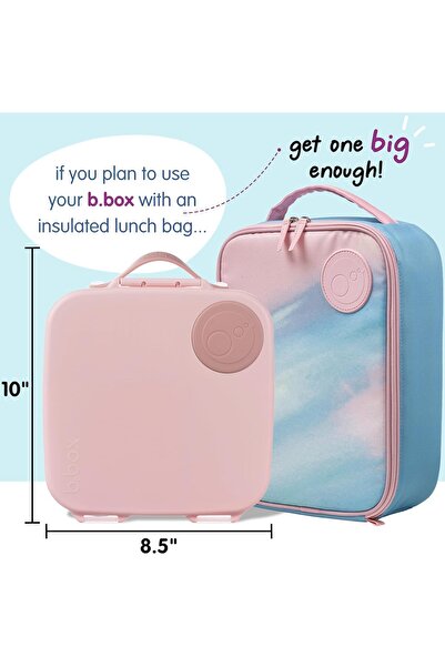 b.box Oversized Lunch Box for Kids - Jumbo Bento Box with 4 Compartments, 2 Leak-Proof, Removable Di