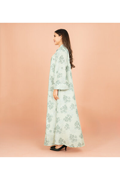IKKXA Mandarin Colar Printed Elegant Jalabiya