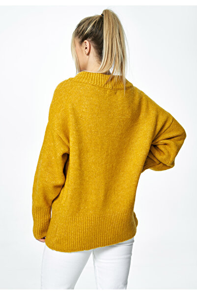 Figl Women's Oversized sweater, mustard, with boat neck, M882, one size fits all