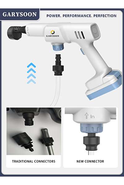 Generica مسدس مياه غسيل السيارات اللاسلكي عالي الجهد وعالي الطاقة وبطارية الل...