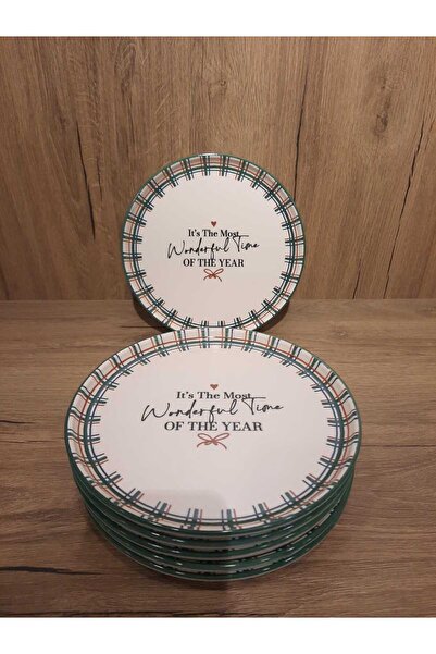 Keramika New Year Cake Plate 20 cm 6 Pieces Pine Tree / New Year / New Year's Eve / New Year Themed