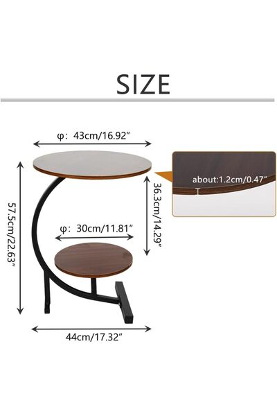 Aralifes Round C-shaped storage table with coffee side table and round plant stand with shelf and metal frame