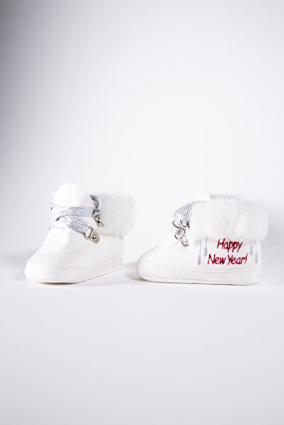 Freesure White Baby Booties, Baby Shoes, Non-Slip Sole New Year Yn223