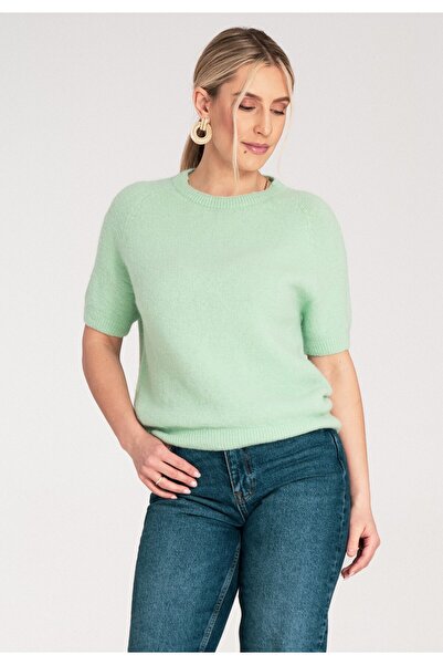 Figl Women's short sleeve sweater - Alpaca sweater - Green sweater M1210 size S/M
