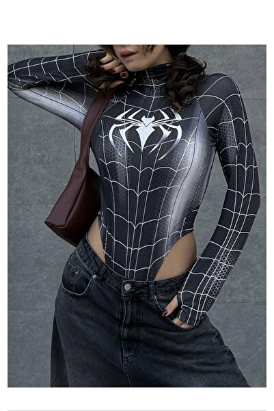 Köstebek Spider Patterned Snap-On Bodysuit