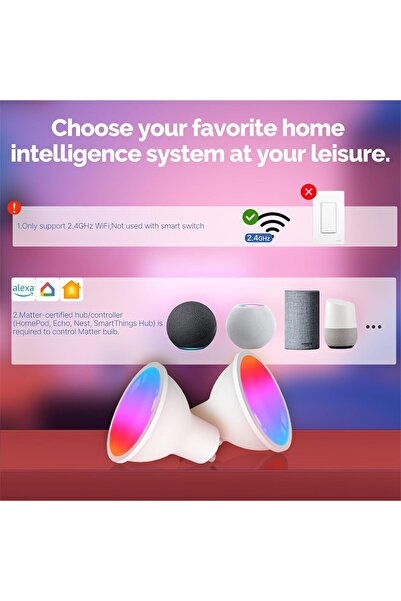 MOES مصباح LED ذكي GU10 RGBW 2700-6500K 470 لومن 5 وات متوافق مع WiFi