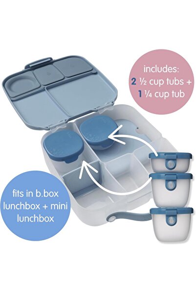 b.box Snack Tubs (3-pack) — Leakproof Snack Cups for Bento & Lunch Boxes (Ocean)