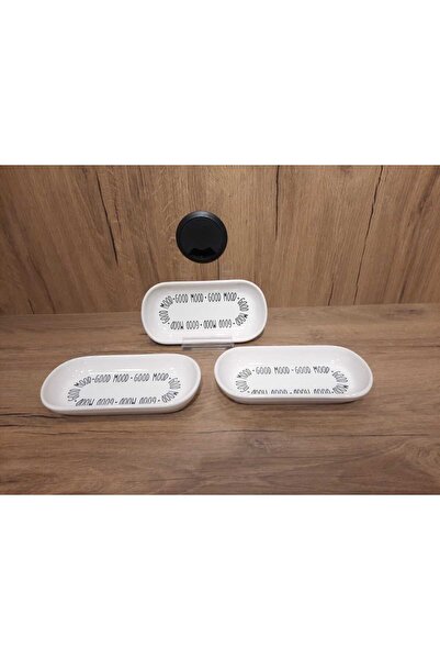 Keramika Boat Plate 3 Pieces 16X8 cm with Glossy Mottolu