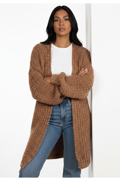 Figl Chunky knitted cardigan - Scarf cardigan - Orange sweater M1277 size XL