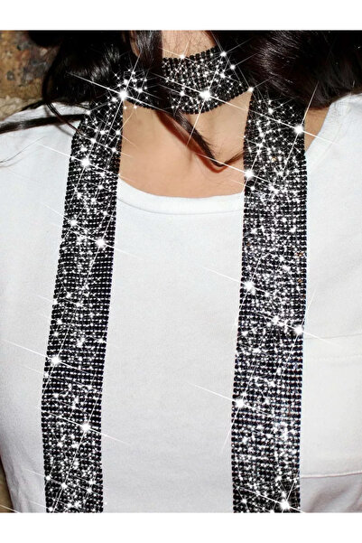 Veille Altın ve Gümüş Renkli Taşlı Işıltılı Choker Şal Kolye & Kadın Gece Kombinleri İçin Boyun Aksesuarı