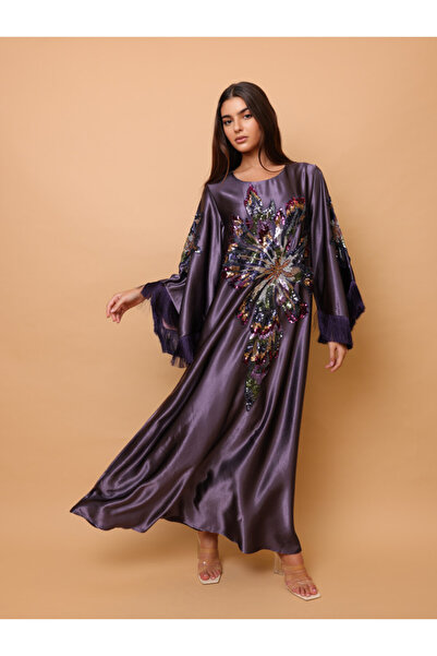 IKKXA Elegant Shimmer Fabric Big Flower Colorful Design Modern Sleeves