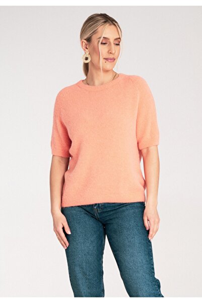 Figl Women's short sleeve sweater - Alpaca sweater - Orange sweater M1210 size S/M