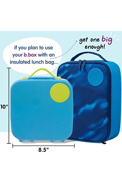 b.box Lunch Box (Ocean Breeze) - Leak-Proof Silicone Bento Box with Adjustable Dividers